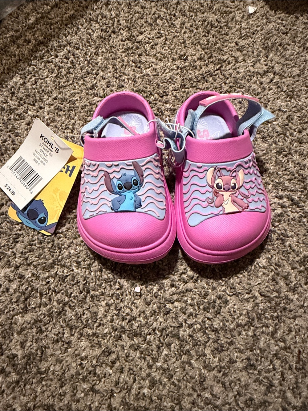 Kids' Pink Stitch & Angel Slip-On Clog Sandals